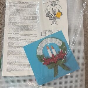 Estate Poinsettia Wreath Needlepoint Kit - Red, Green, White